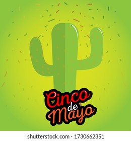 Cinco de mayo template with a cactus - Vector illustration