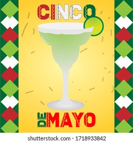 Cinco de mayo template with a cocktail glass - Vectotr illustration