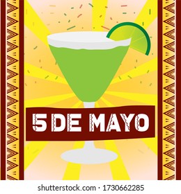 Cinco de mayo template with a cocktail glass - Vector illustration