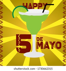 Cinco de mayo template with a cocktail glass - Vector illustration