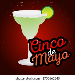 Cinco de mayo template with a cocktail glass - Vector illustration