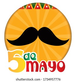 Cinco de mayo template with a mustache - Vector