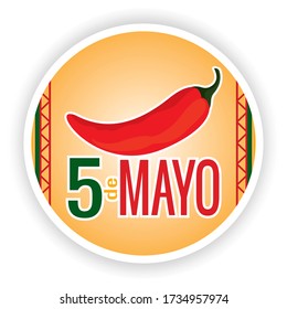 Cinco de mayo template with a red chili pepper - Vector