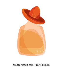 cinco de mayo tequila bottle with hat vector illustration