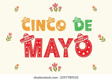 Cinco de Mayo text illustration flat vector.