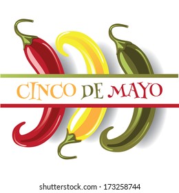 Cinco De Mayo three jalapenos background. EPS 10 vector, grouped for easy editing. No open shapes or paths.