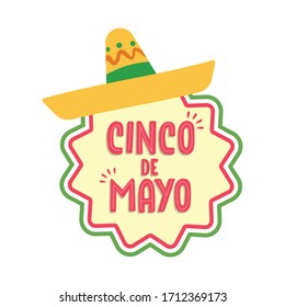 Cinco de mayo. Traditional mexican may 5th fest badge. Lettering phrase. Design element for poster, postcard. Vector illustration