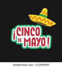 Cinco de mayo. Traditional mexican may 5th fest badge. Lettering phrase. Design element for poster, postcard. Vector illustration
