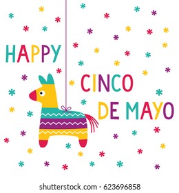 Cinco de Mayo vector card with a pinata