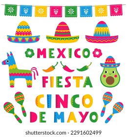 Cinco de Mayo vector clip art and lettering