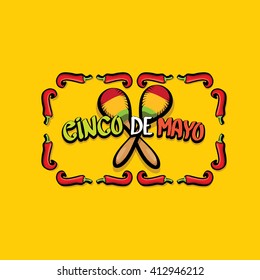 Cinco de Mayo vector concept. Mexican holiday vector. Cinco de Mayo calligraphic greeting card on orange  background