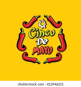 Cinco de Mayo vector concept. Mexican holiday vector. Cinco de Mayo calligraphic greeting card on orange  background