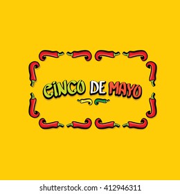 Cinco de Mayo vector concept. Mexican holiday vector. Cinco de Mayo calligraphic greeting card on orange  background