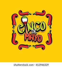 Cinco de Mayo vector concept. Mexican holiday vector. Cinco de Mayo calligraphic greeting card on orange  background