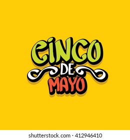 Cinco de Mayo vector concept. Mexican holiday vector. Cinco de Mayo calligraphic greeting card on orange  background