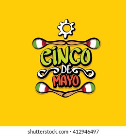 Cinco de Mayo vector concept. Mexican holiday vector. Cinco de Mayo calligraphic greeting card on orange  background