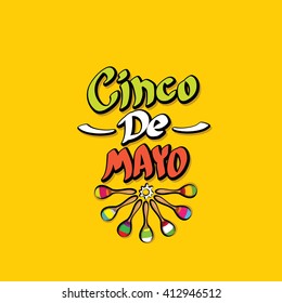 Cinco de Mayo vector concept. Mexican holiday vector. Cinco de Mayo calligraphic greeting card on orange  background