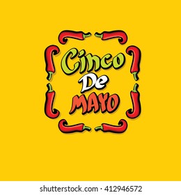 Cinco de Mayo vector concept. Mexican holiday vector. Cinco de Mayo calligraphic greeting card on orange  background