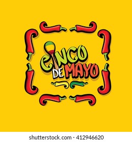 Cinco de Mayo vector concept. Mexican holiday vector. Cinco de Mayo calligraphic greeting card on orange  background