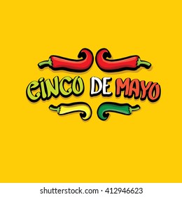 Cinco de Mayo vector concept. Mexican holiday vector. Cinco de Mayo calligraphic greeting card on orange  background