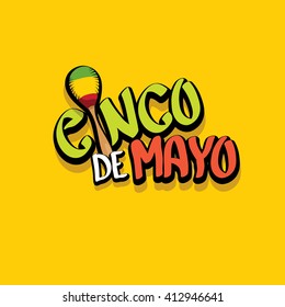 Cinco de Mayo vector concept. Mexican holiday vector. Cinco de Mayo calligraphic greeting card on orange  background