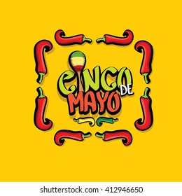 Cinco de Mayo vector concept. Mexican holiday vector. Cinco de Mayo calligraphic greeting card on orange  background