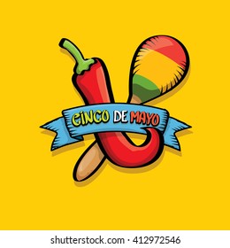 Cinco de Mayo vector concept. Mexican holiday vector. Cinco de Mayo calligraphic greeting card on orange  background