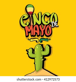 Cinco de Mayo vector concept. Mexican holiday vector. Cinco de Mayo calligraphic greeting card on orange  background