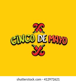 Cinco de Mayo vector concept. Mexican holiday vector. Cinco de Mayo calligraphic greeting card on orange  background