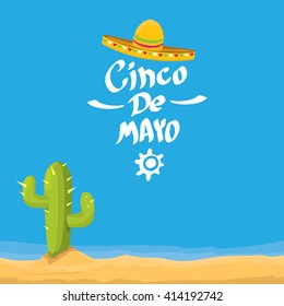 Cinco de Mayo vector concept. Mexican holiday vector. Cinco de Mayo calligraphic greeting card on orange background