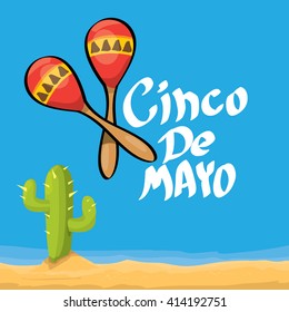 Cinco de Mayo vector concept. Mexican holiday vector. Cinco de Mayo calligraphic greeting card on orange background