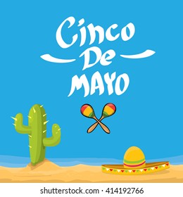 Cinco de Mayo vector concept. Mexican holiday vector. Cinco de Mayo calligraphic greeting card on orange background