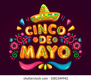 Emblema de color de ilustración vector Cinco de Mayo