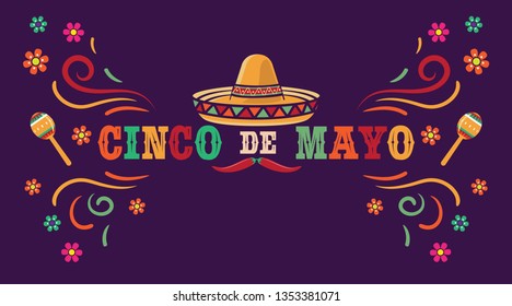 Cinco de Mayo vector illustration, May 5. Traditional mexican celebration federal holiday, suitable for web banner, poster, greeting card, invitation.