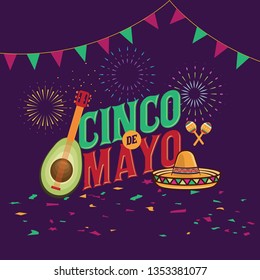 Cinco de Mayo vector illustration, May 5. Traditional mexican celebration federal holiday, suitable for web banner, poster, greeting card, invitation.