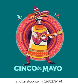 Cinco de Mayo vector illustration emblem design with handwriting for greeting card and poster