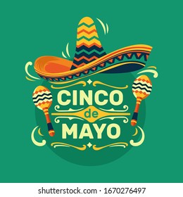 	
Cinco de Mayo Vektorillustration Illustrationsemblem Design mit Handschrift für Grußkarte und Poster