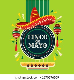 Cinco de Mayo vector illustration emblem design with handwriting for greeting card and poster