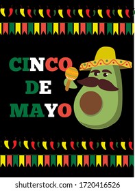 cinco de mayo vector illustration design avocado