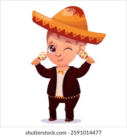 Cinco de mayo. Vector illustration of a dancing child at Cinco De Mayo celebration