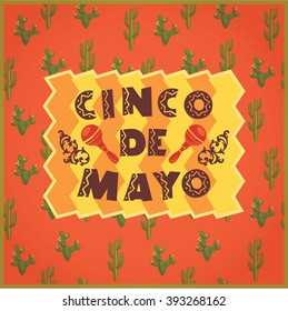 Cinco de Mayo. Vector illustration with traditional Mexican symbols.