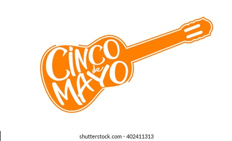 Cinco de Mayo vector illustration. 5 of May holiday vector. Cinco de Mayo holiday lettering with guitar. 