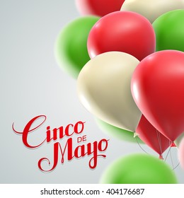 Cinco de Mayo vector illustration. 5 of May mexican holiday vector. Cinco de Mayo lettering  illustration with balloons