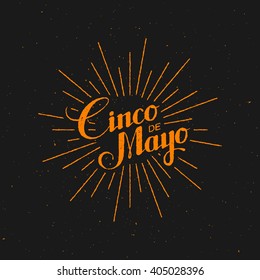 Cinco de Mayo vector illustration. 5 of May holiday vector. Cinco de Mayo holiday lettering. Festive banner with light rays