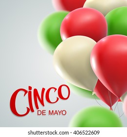 Cinco de Mayo vector illustration. 5 of May mexican holiday banner with balloons