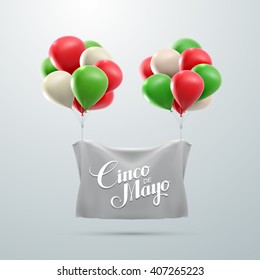 Cinco de Mayo vector illustration. 5 of May holiday vector. Cinco de Mayo banner with flying balloons