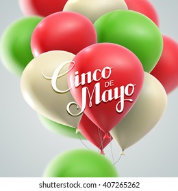 Cinco de Mayo vector illustration. 5 of May mexican holiday vector with balloons