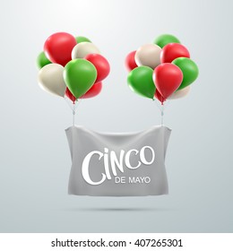 Cinco de Mayo vector illustration. 5 of May mexican holiday vector banner with balloons