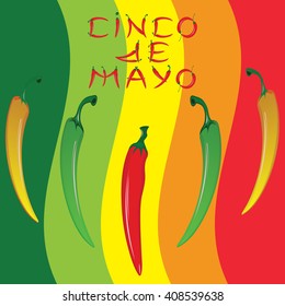 Cinco de Mayo vector illustration. 5 of May holiday vector. Cinco de Mayo holiday banner. Cinco de Mayo holiday lettering. Cinco de Mayo illustration with chilli pepper. 