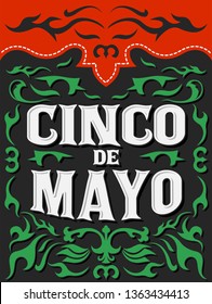 Cinco de Mayo vector poster card template, traditional Mexican Holiday